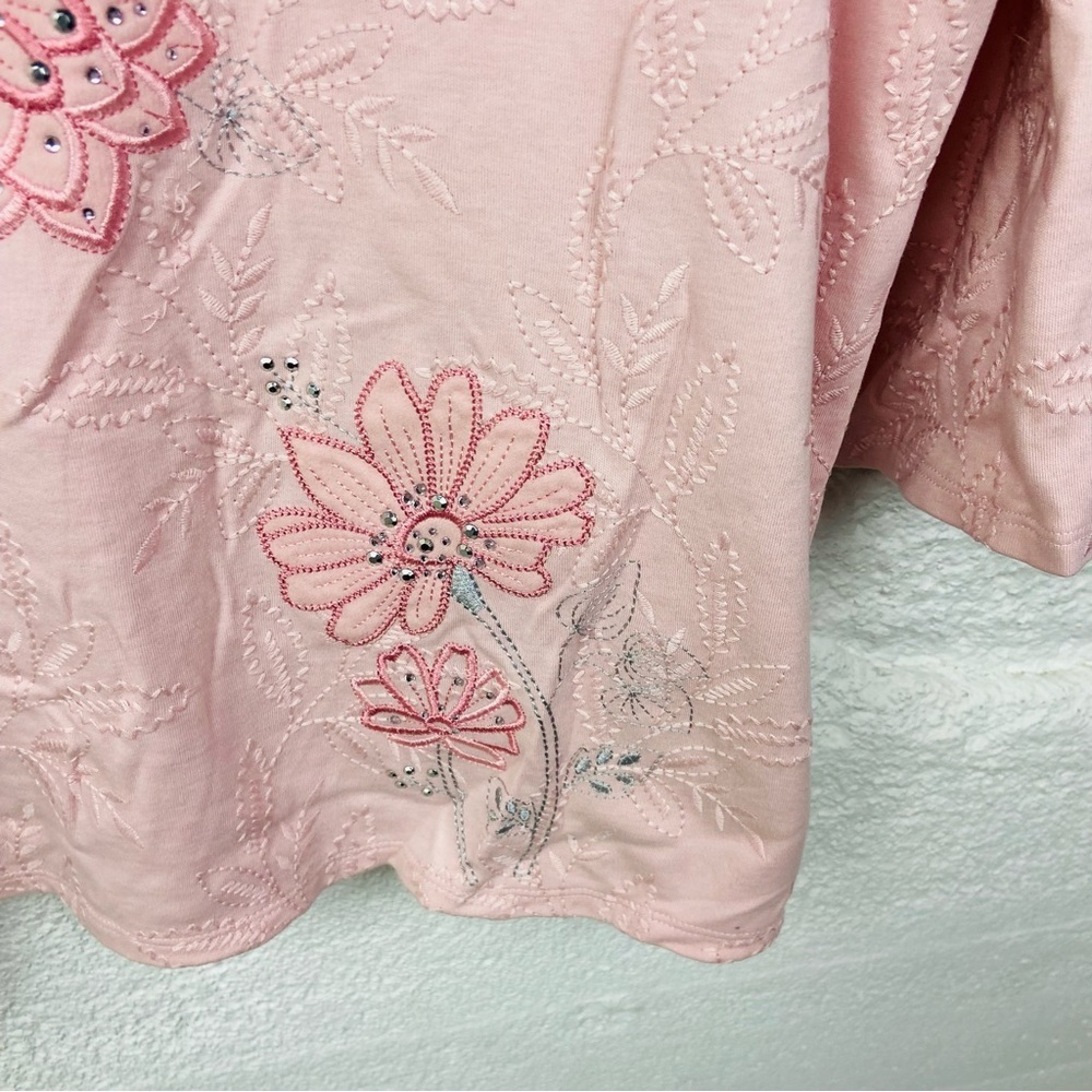 Alfred Dunner Light Pink embroidered Floral Long Sleeve Top size large - Picture 8 of 13